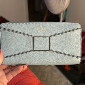 Kate Spade blue Continental Wallet with Bow Design